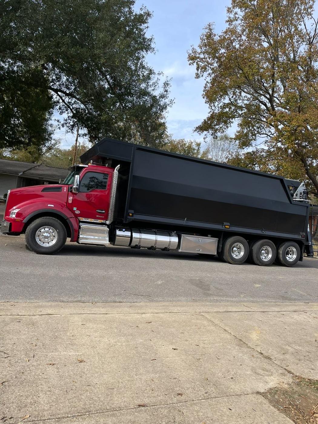 Dump truck staged for debris — Aaron&rsquo;s Tree Service, Mid-South