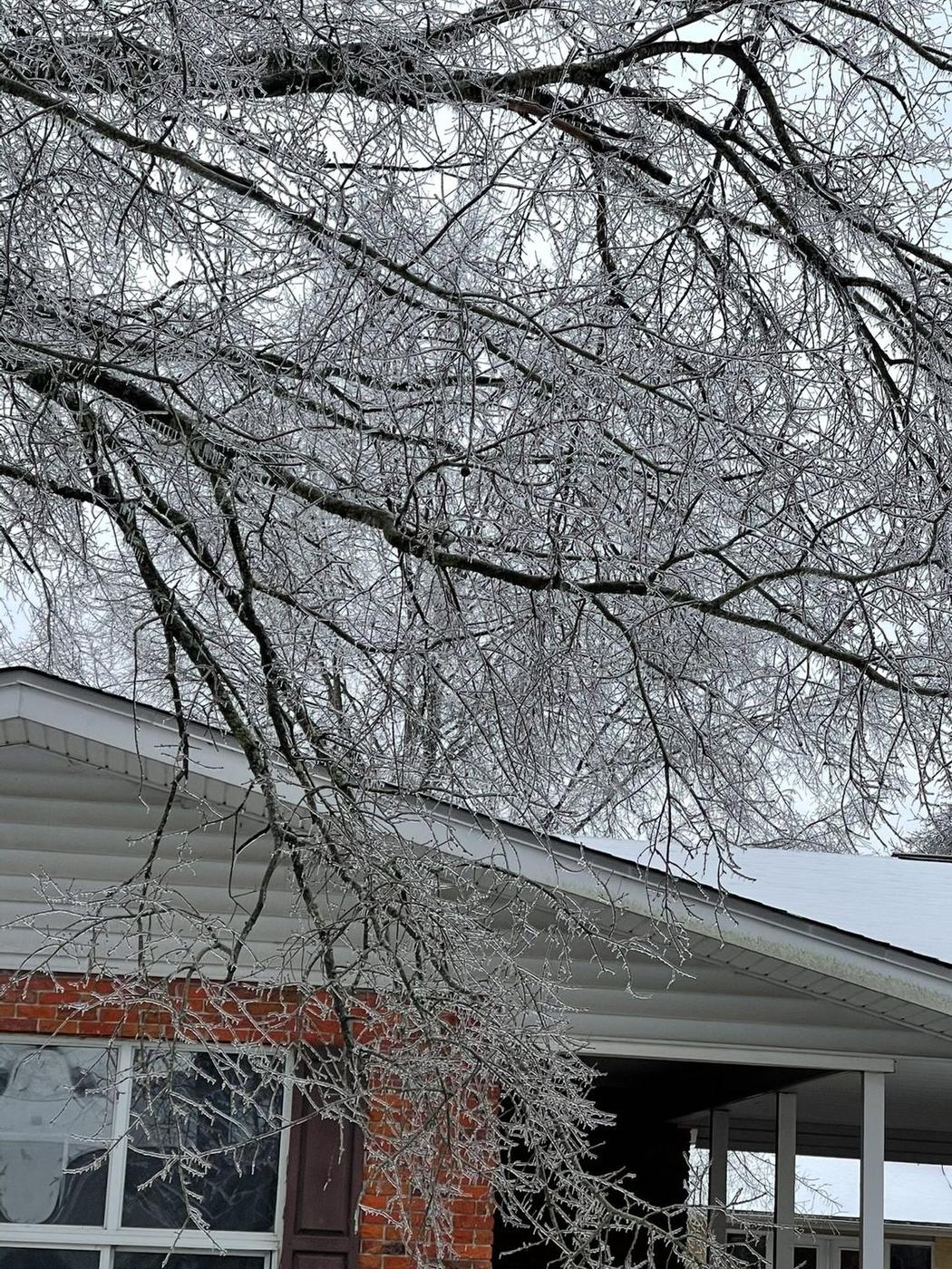 Ice storm damage at a roof line — Aaron&rsquo;s Tree Service, Mid-South
